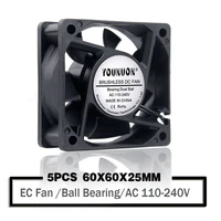 5pcs younuon 60mm ec fan 6025 60x60x25mm ball bearing cooling fan ac 110v 120v 220v 240v cooling cooler fan industry axial fan
