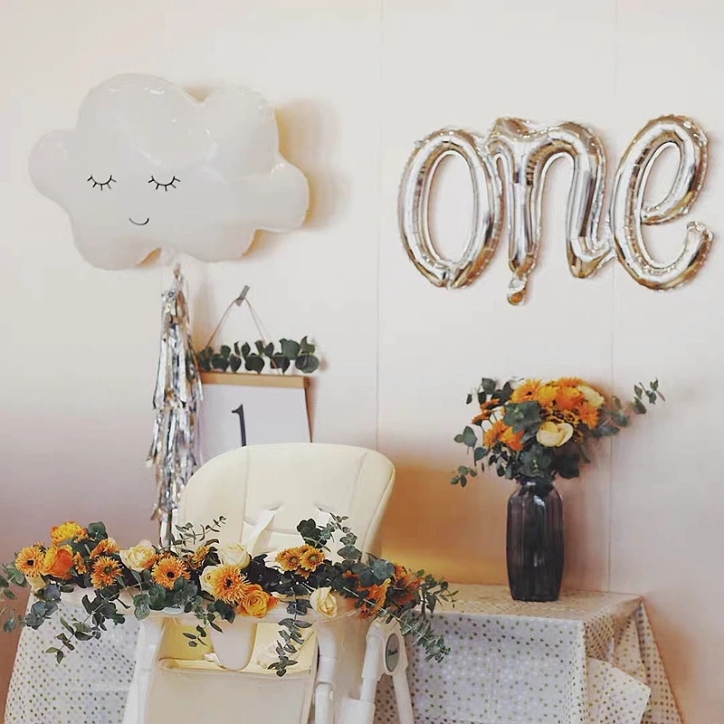 Rainbow Smile white Cloud Balloons Birthday Party Wedding Accessories Decoration Helium sun boy girl toy | Дом и сад