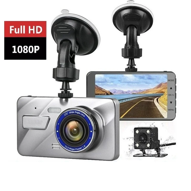Семейный Автомобильный видеорегистратор 1080P FHD с двойным объективом 4 дюймовая IPS