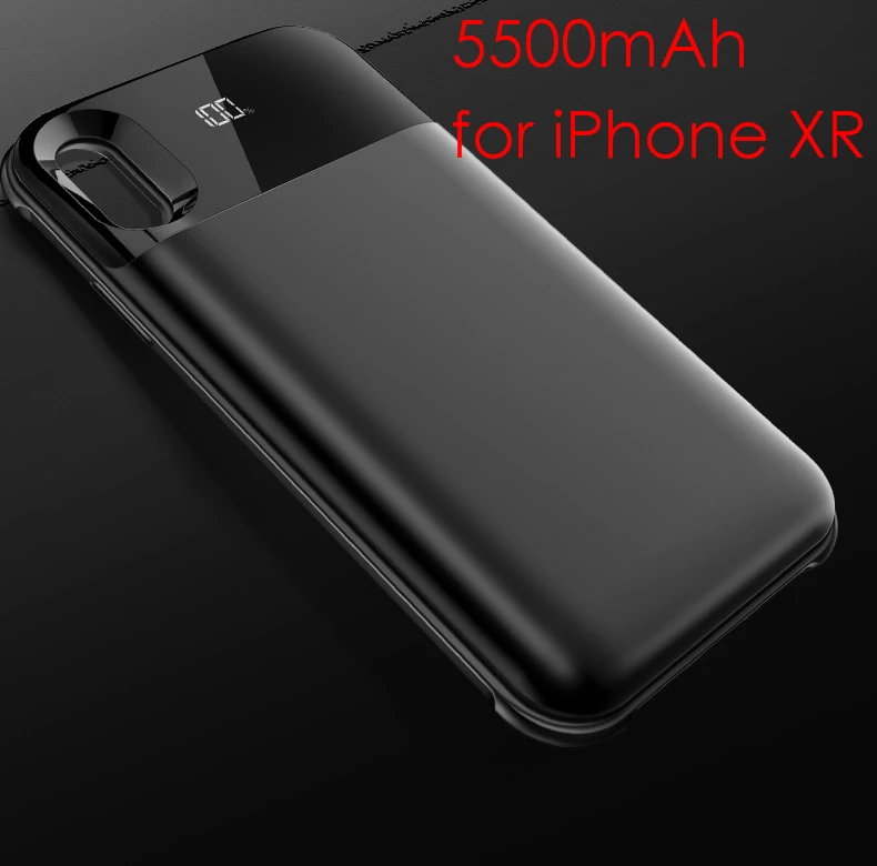 Для iPhone Xs XR Корпус Зарядного устройства 2 в 1 светодиодный дисплей ультратонкий магнитный беспроводной Powerbank для iPhone Xs аккумулятор Max чехол - Цвет: for iPhone XR Black