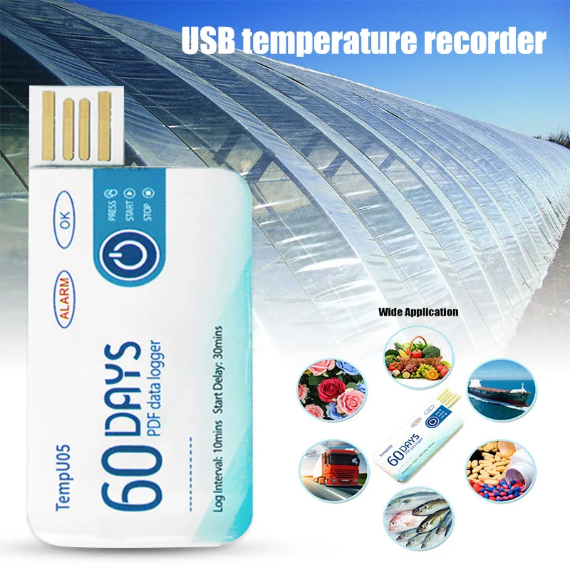 

USB Temperature Recorder Temperature Data Logger Disposable 60 Days Recording 1000 Counts New Arrival