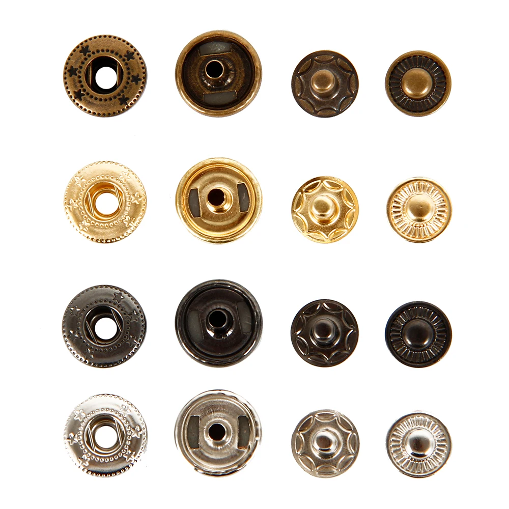 120sets Metal Brass Press Studs With 4 Pcs Fixing Tools Sewing Button Snap Fasteners Leather Craft DIY 831/633/655 | Дом и сад