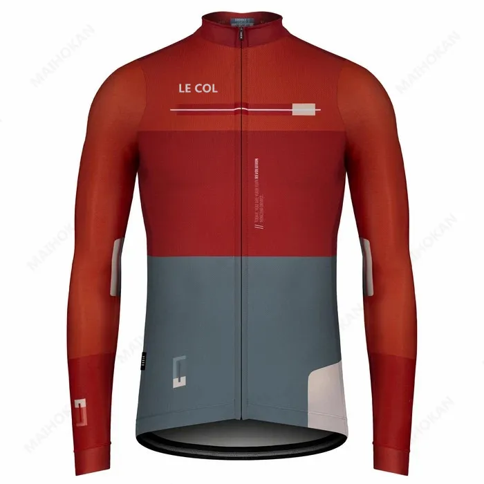 

LE COL 2021 New Men Cycling Jersey Long Sleeve Spring Autumn Cycling Tops MTB Road Bike Jersey Shirt Ciclismo Ropa Hombre