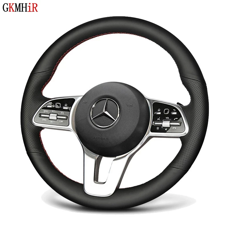 

Hand-Stitched Black Artificial Leather Car Steering Wheel Cover For Mercedes Benz A Class 2019-2020 GLC GLB 2020 CLS 2018-2020