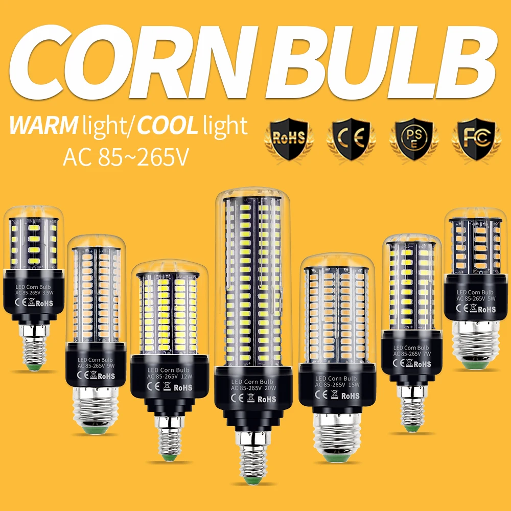 

E27 LED Bulb 220V Light E14 Corn Lamp B22 Bombilla 110V Spotlight 3.5W 5W 7W 9W 12W 15W 20W Round Light Bulb For Home Lighting