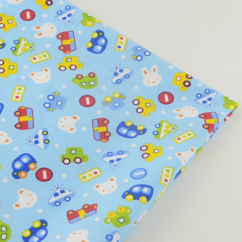 Новинка 2016 Мультяшные автомобили 100% хлопок синяя саржа фототкань постельное