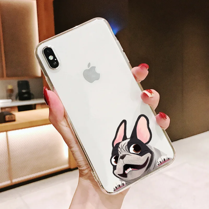 Чехол для телефона из мягкого ТПУ с изображением щенка мопса кролика кота