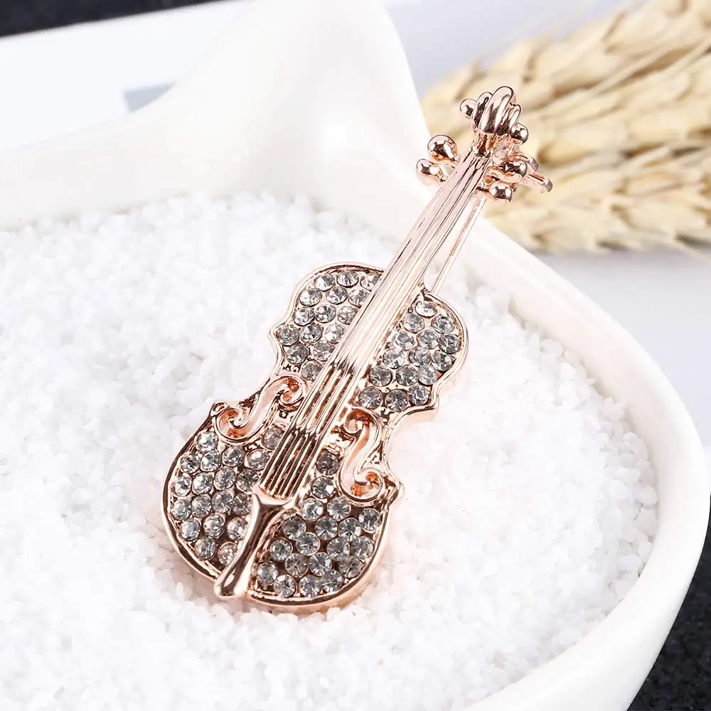 Милая брошь для скрипки блестящая Брошь со стразами значок с отворотом свадебные