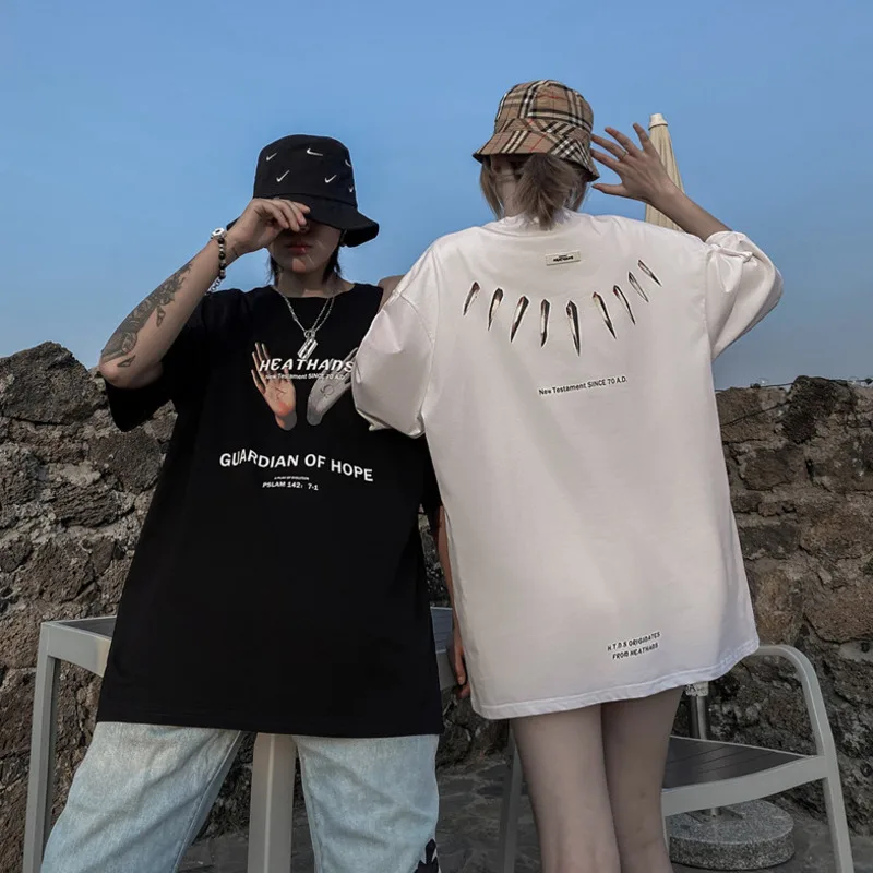 

2021 Hip Hop T Shirt Men / Women Tshirt Short Sleeve Guardian Of Hope Streetwear Oversize Harajuku T-Shirt Cotton Loose Tops Tee
