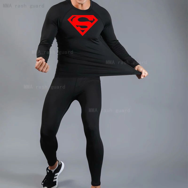 Winter Sports Fitness Clothing Long Johns Men 2-pc/Set Warm Shirt Leggings Thermal Underwear Track Sport Suits Jogging Suit 4xl