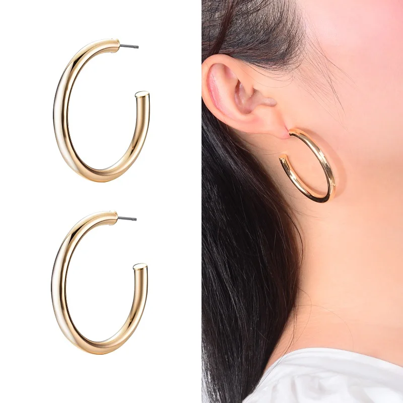 gold metal hoop Винтаж корейской моды Chic серебро большой обруч серьги Kpop цирконий жемчуг длинные кисточки серьги для женщин заявление свадьба - Окраска металла: gold metal hoop