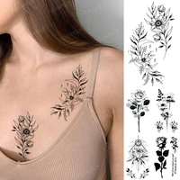 waterproof temporary tattoo sticker moon flower leaf lavender tatto shoulder chest arm flash tatoo man woman child fake tattoos