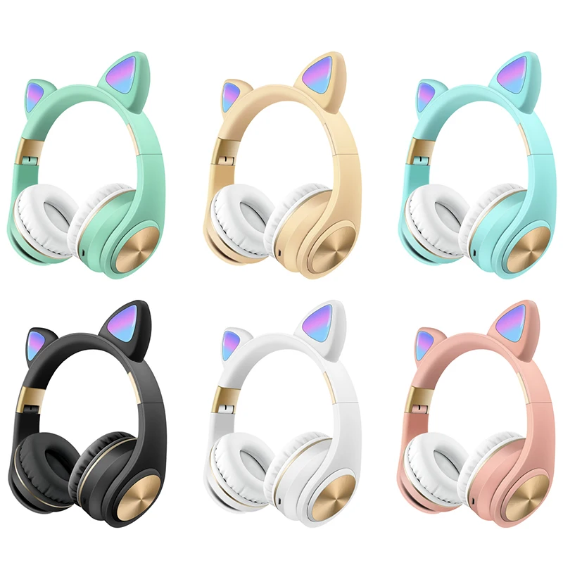 

Wireless Bluetooth-compatible 5.0 Head-Mounted Headphone With Mic LED Light For Kids Girls Gift Earphones Accessories