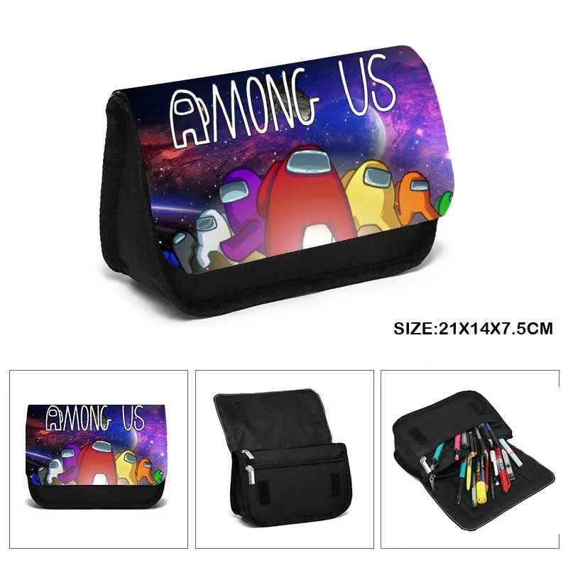 

Among Us Game toy Figure Pen Case Student School Supplies Anime Stationery Box Child Study Pencil Bag Christmas Gift