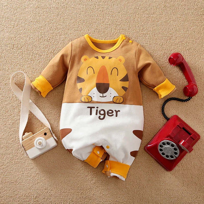Baby Boy Clothes Newborn Rompers Jumpsuits 100% Cotton Tiger Print Costume Infant Cartoon New Born 0 to 3 6 9 12 18 Months