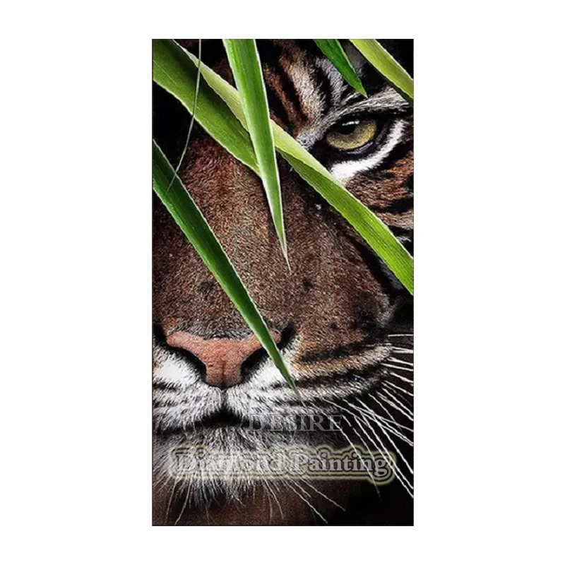 EASHRU Тигр зеленые листья большая алмазная живопись вышивка крестиком полная