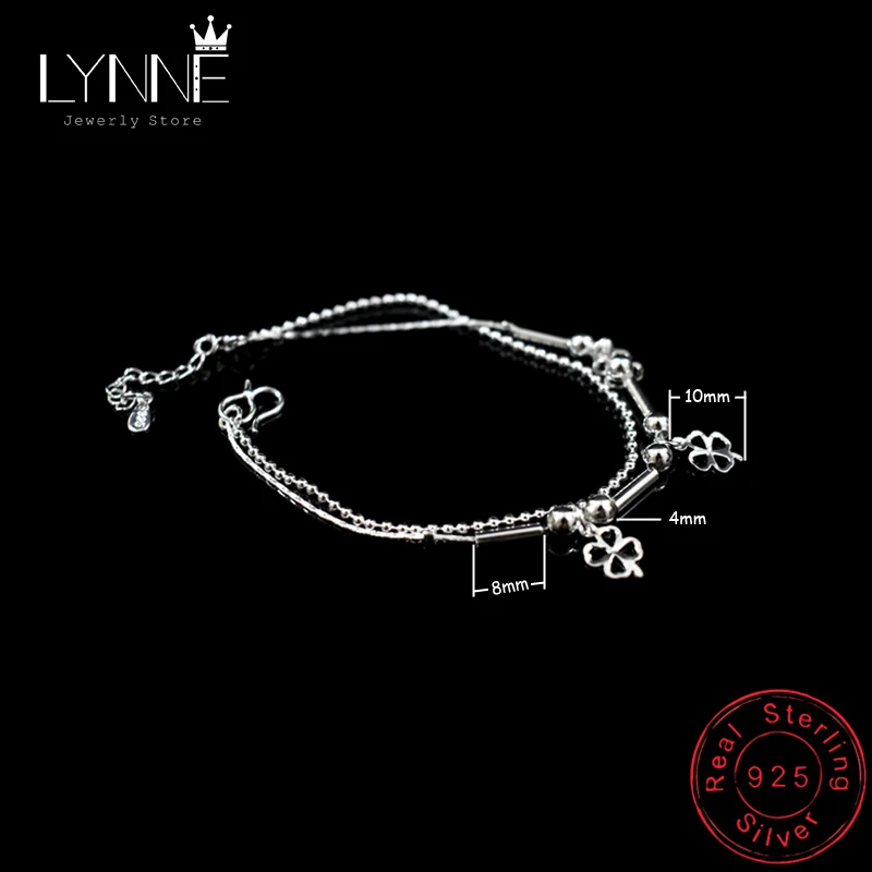 Женский двухслойный браслет из серебра 925 пробы с маленьким шариком | Украшения и