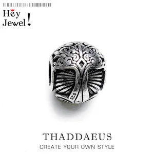 Бусины дерево, бусины из стерлингового серебра 925 подходит браслет ювелирных изделий в Европе Мода символизирует прочность баланс рост подарков для Для женщин Мужчины