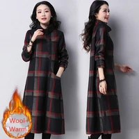 winter dress vintage black long sleeve elegant casual red plaid abbigliamento donna autunno inverno 2019 vestidos manga larga