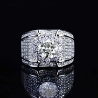 genuine 18k gold engagement ring for men luxury full paved diamond 1 8 k elegant simple female jewelry ring hot sale mens rings