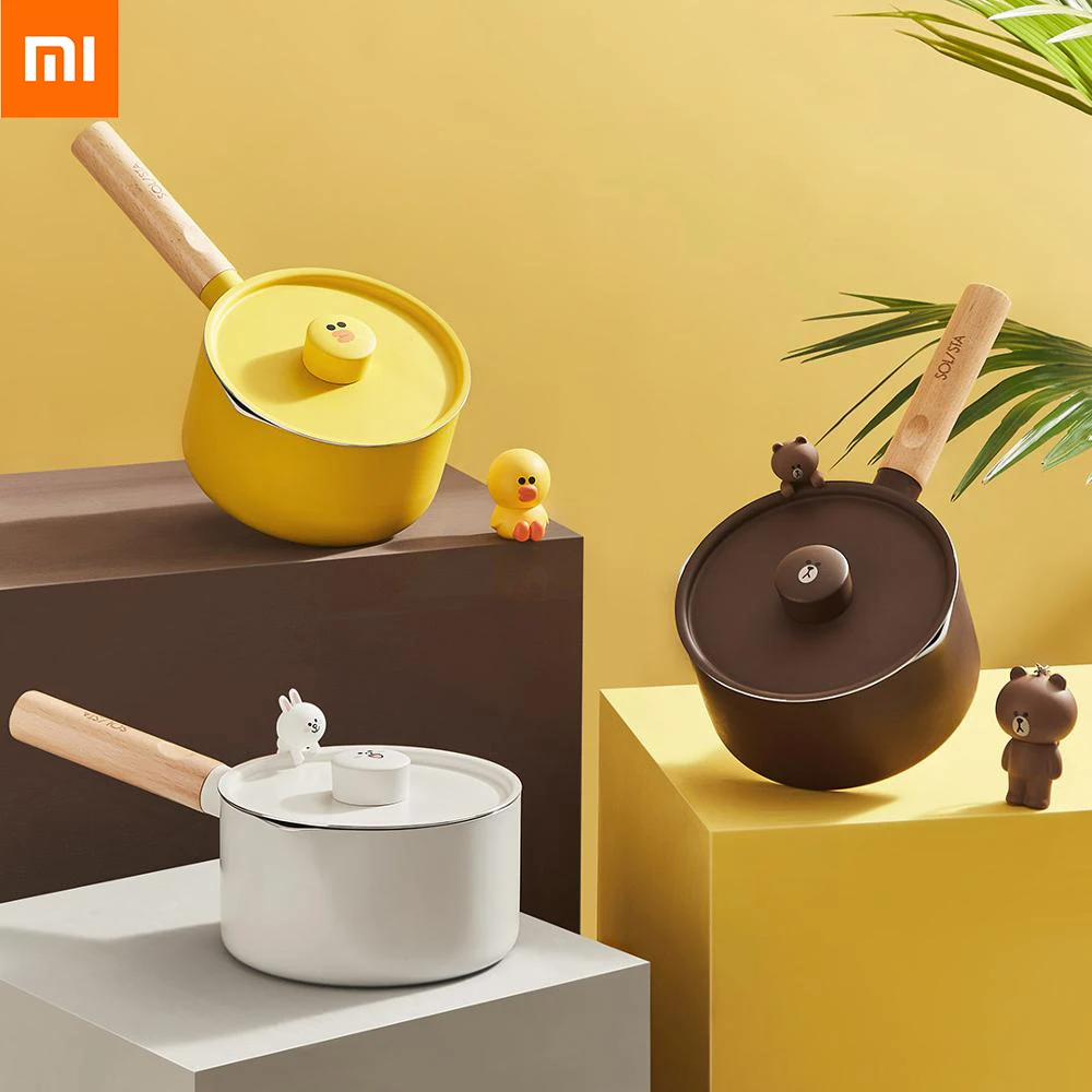 

New Xiaomi Solista LINE FRIENDS Mini Milk Pot Non-Stick Coating Multi color for Frying and Stewing