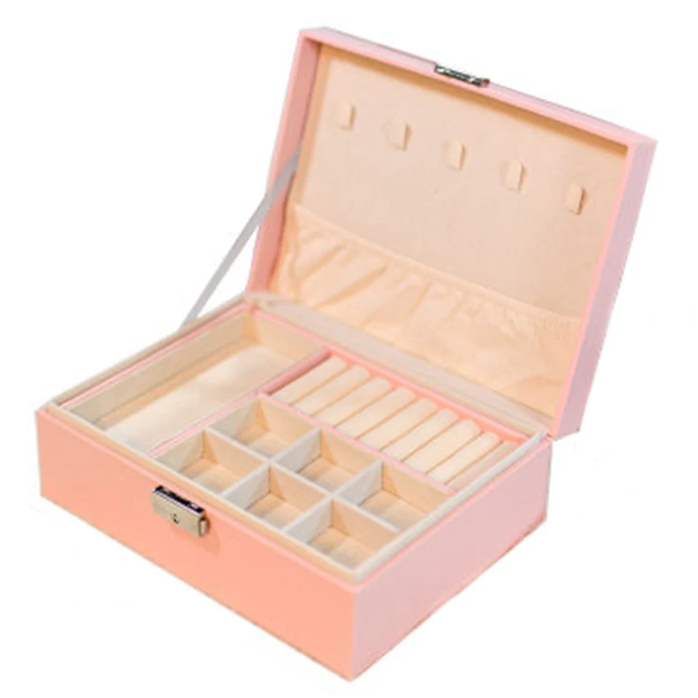 

Exquisite Jewelry Box Women Leather Necklace Rings Earrings Bracelet Storage Organizer Display Case FPing