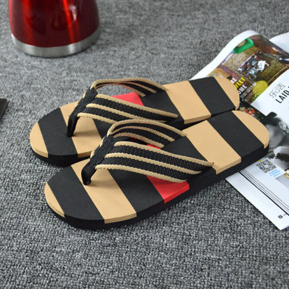 

PADEGAO Man Slippers House Flip Flops Stripe Flip Flops Shoes Sandals Slipper Zapatos De Hombre #X25 PDG1579