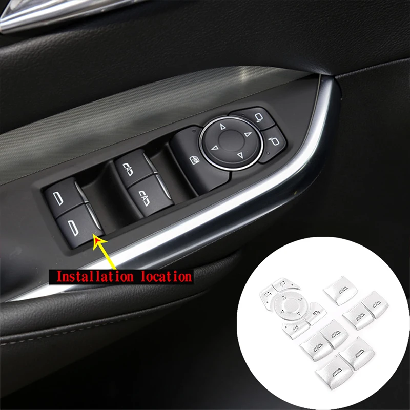 

Car Styling Car Interior Button Stickers For Cadillac XT4 XT5 XT6 CT5 Alloy Window Glass Lift Button Trim Cover Sticker