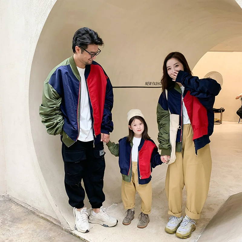 

Parent-child Outfit Outerweaar Spring and Auturmn Women's Clothes Mother and Son and Daughter Spring Jacket Family