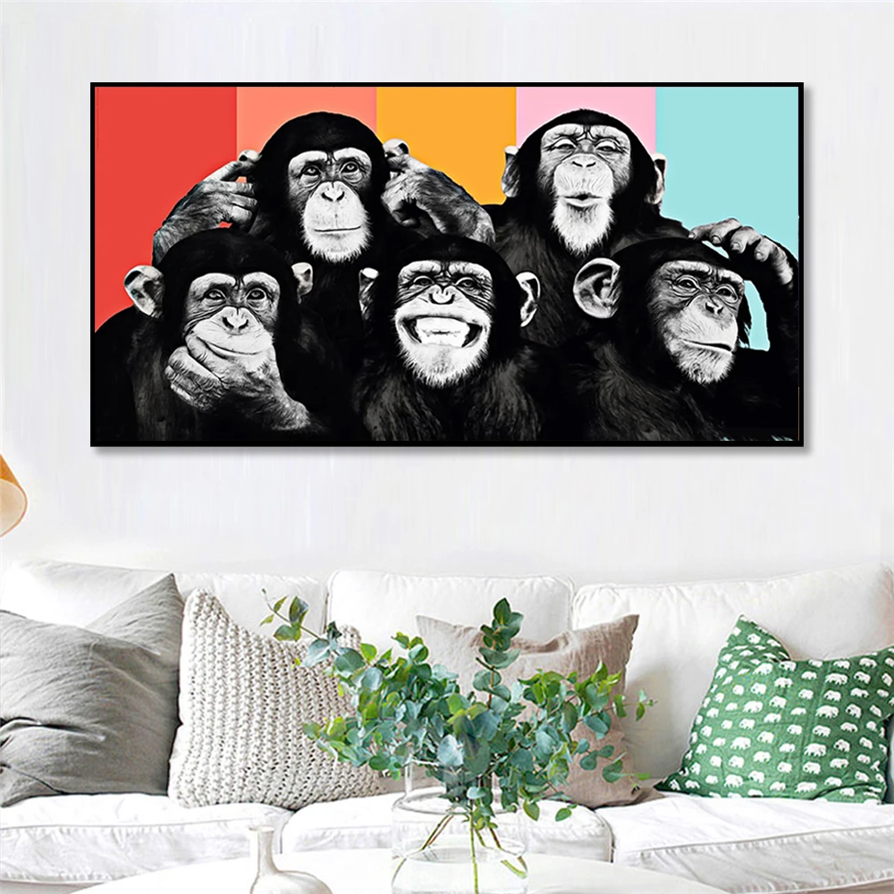 

Funny Monkeys Graffiti Canvas Paintings On The Wall Posters And Prints Modern Animals Wall Art Canvas Pictures Kids Room Decor