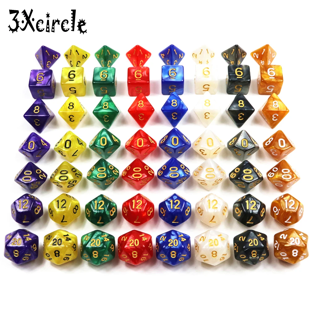 Абсолютно новый 7 шт./компл. многогранный для игр TRPG DnD Marble D4 D20 многосторонние