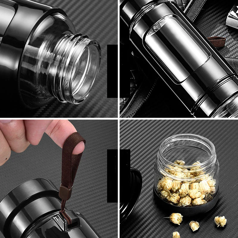 Качественная стеклянная чайная бутылка KAXIFEI с заварочным устройством 430 мл для