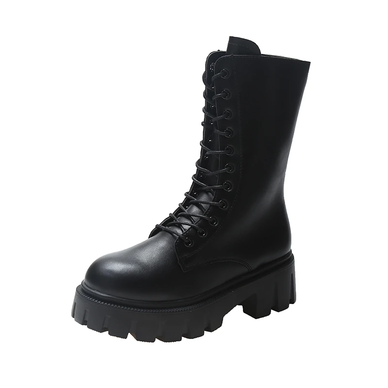 

Женские эластичные ботинки, новинка зимы 2021, модные повседневные женские ботинки средней длины, обувь на платформе с молнией, износостойкая...