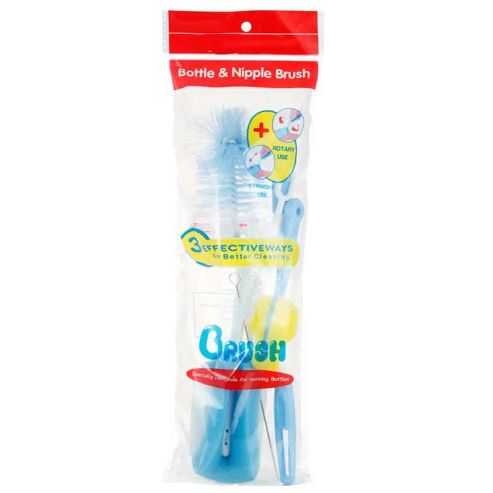 5Pcs 360 Rotation Baby Milk Bottle Brushes Feeding Straw Nipple Cleaning Tool