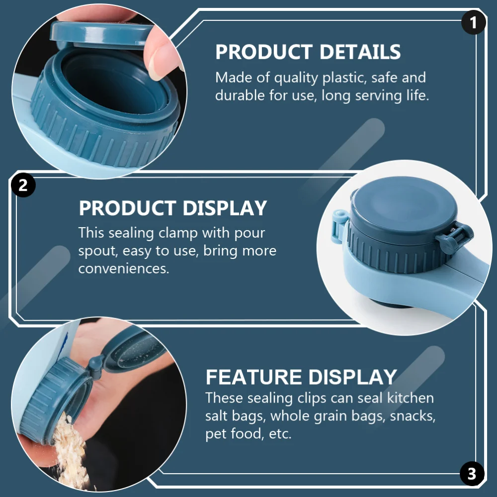 

2Pcs Snack Bag Sealing Clips Food Storage Clamps with Pour Spout