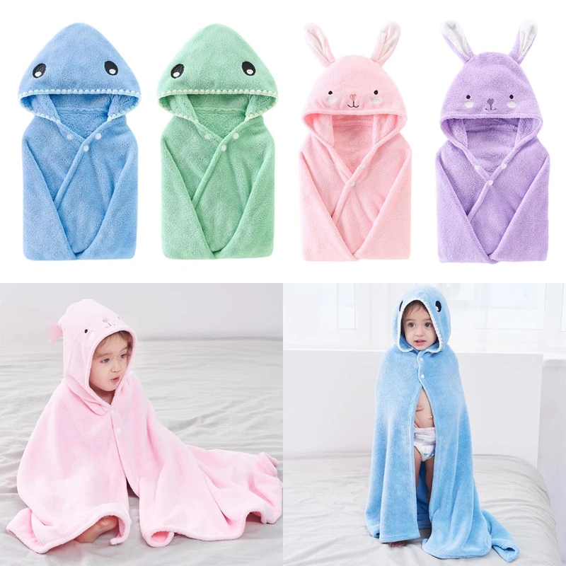 

Baby Cartoon Cute Animal Hooded Bath Towel Ultra Soft Super Absorbent Bathrobe