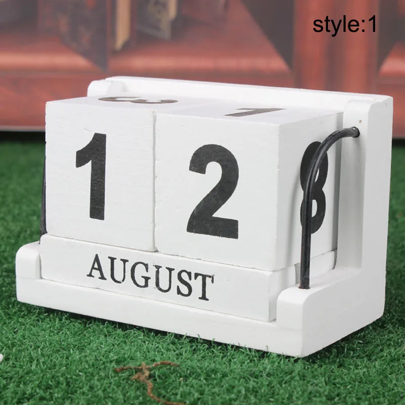 Лидер продаж винтажный стиль вечный календарь деревянный блок украшение для