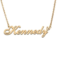 love heart kennedy name necklace for women stainless steel gold silver nameplate pendant femme mother child girls gift