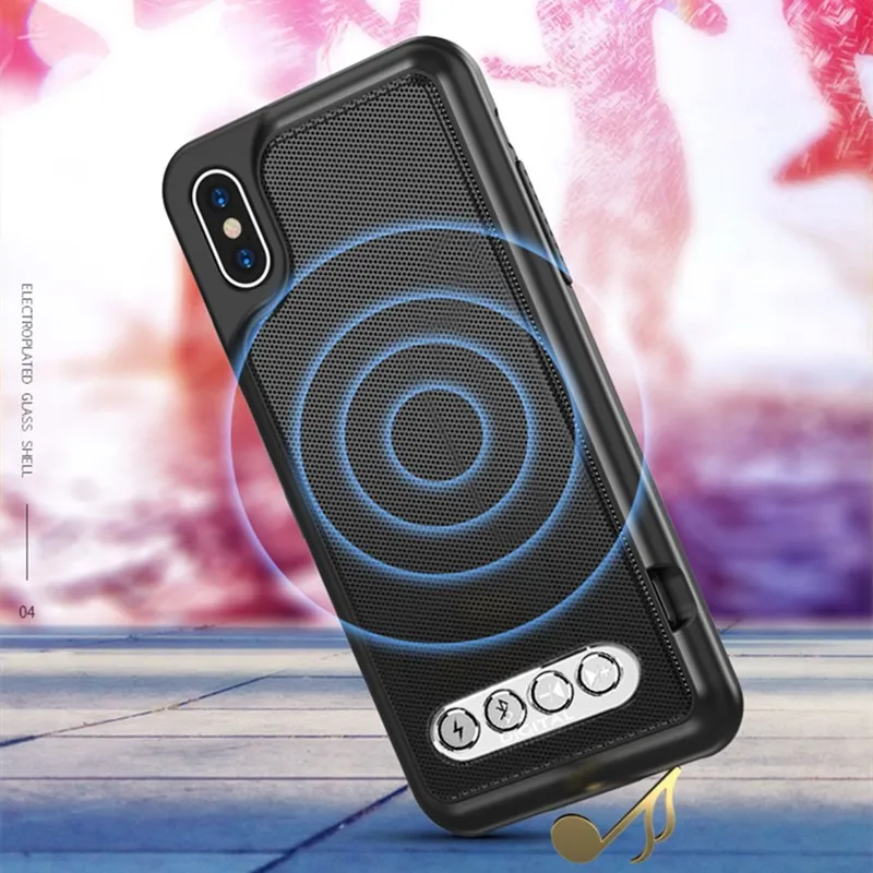 3 in 1 Bluetooth Speaker Hi-Fi Phone Case Power Bank Protective Case TPU Hard Shell Cover For iPhone 6 6S 7 8 Plus X XS Max XR