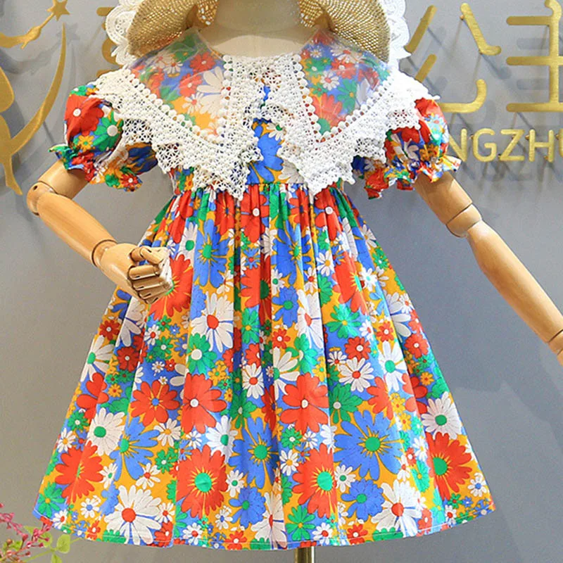 

Детское Хлопковое платье с коротким рукавом, на Возраст 3-7 лет