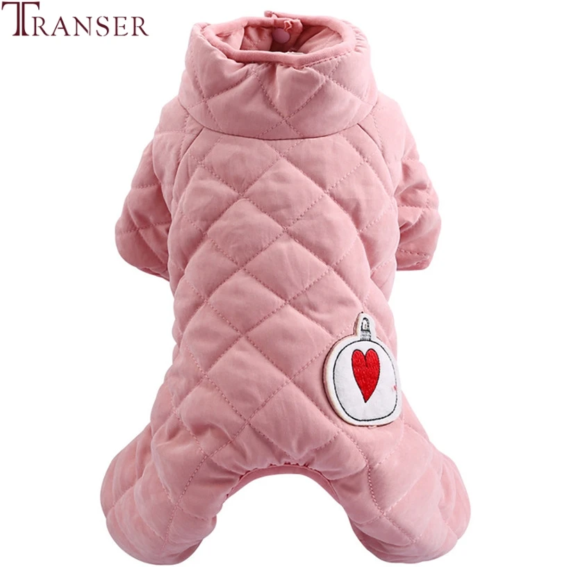 Комбинезон для собак Transer с сердечками и лампочками теплый плотный комбинезон