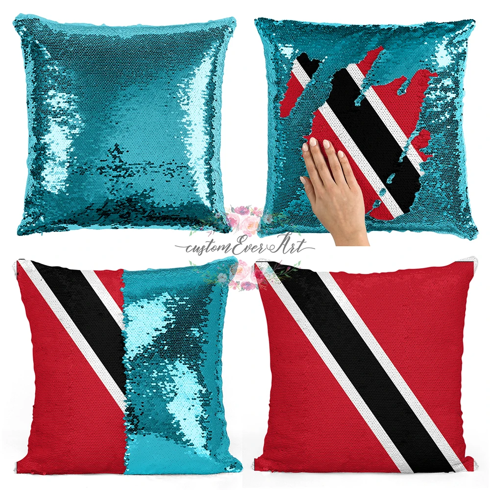 

Trinidad and Tobago Personalized custom picture pillow coverhome pillow reversible mermaid sequin pillow case cover