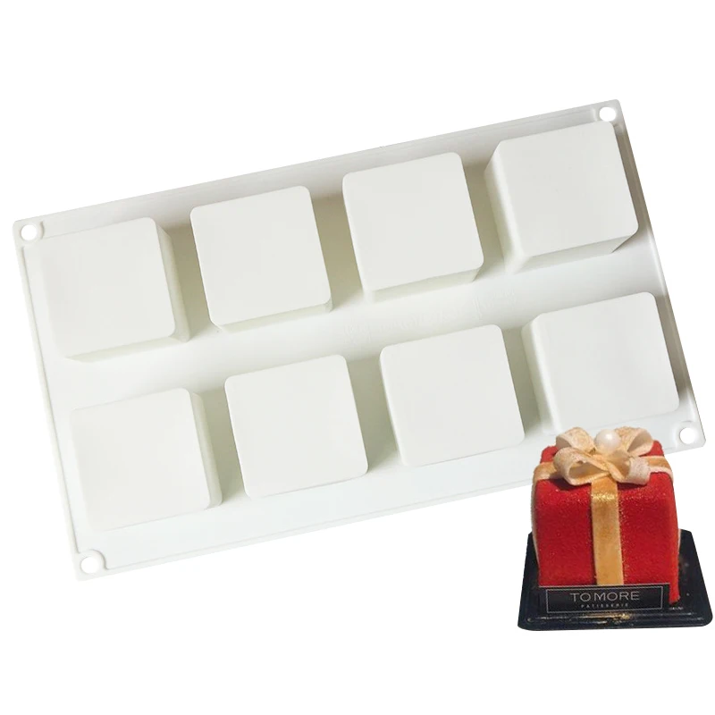 

8 отверстий квадратная силиконовая форма торта для выпечки лотков для кубиков льда шоколадные формы для муссов и десертов инструменты для у...