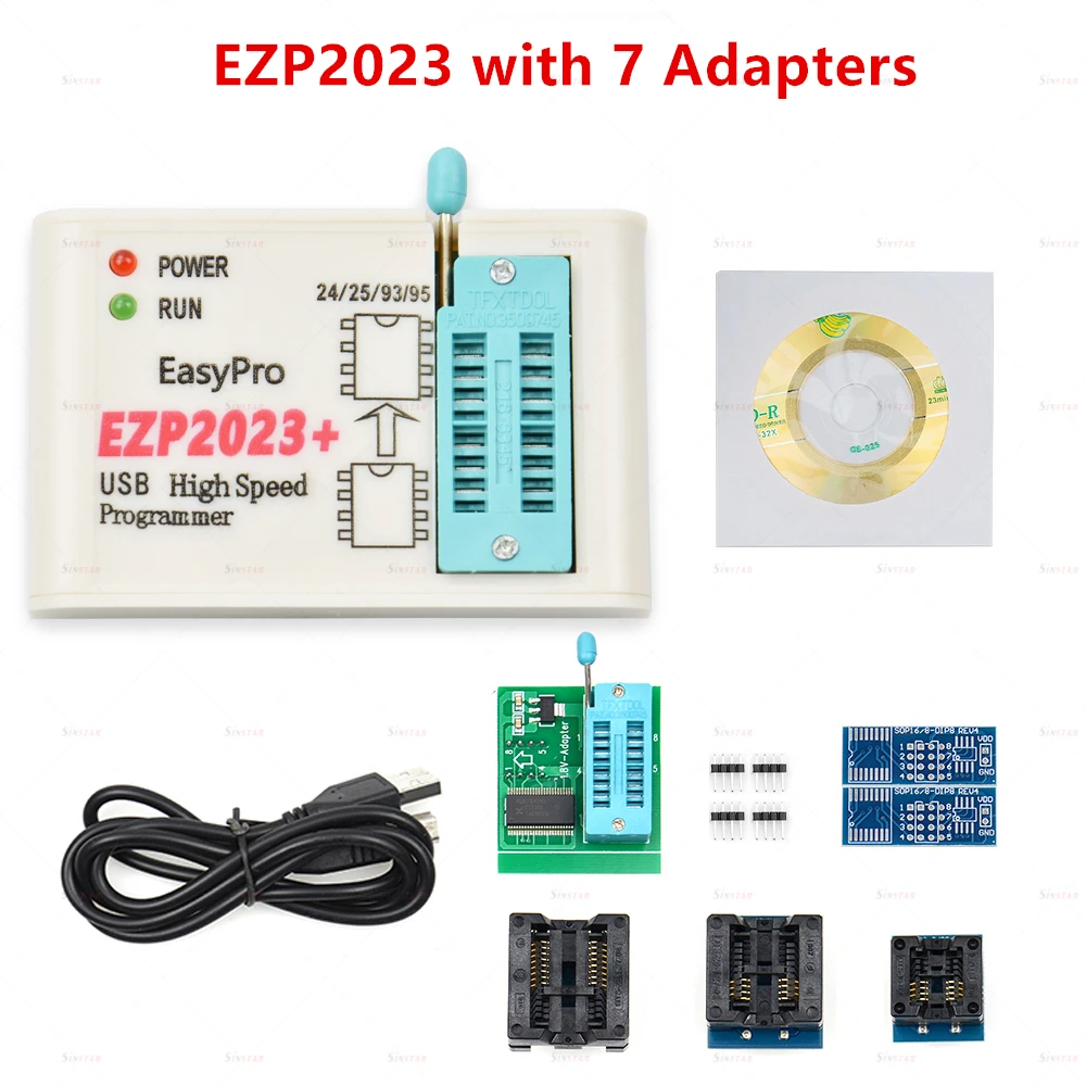 USB-программатор EZP2023 полный комплект + 12 адаптеров поддержка 24 25 93 95 EEPROM флеш-Bios для
