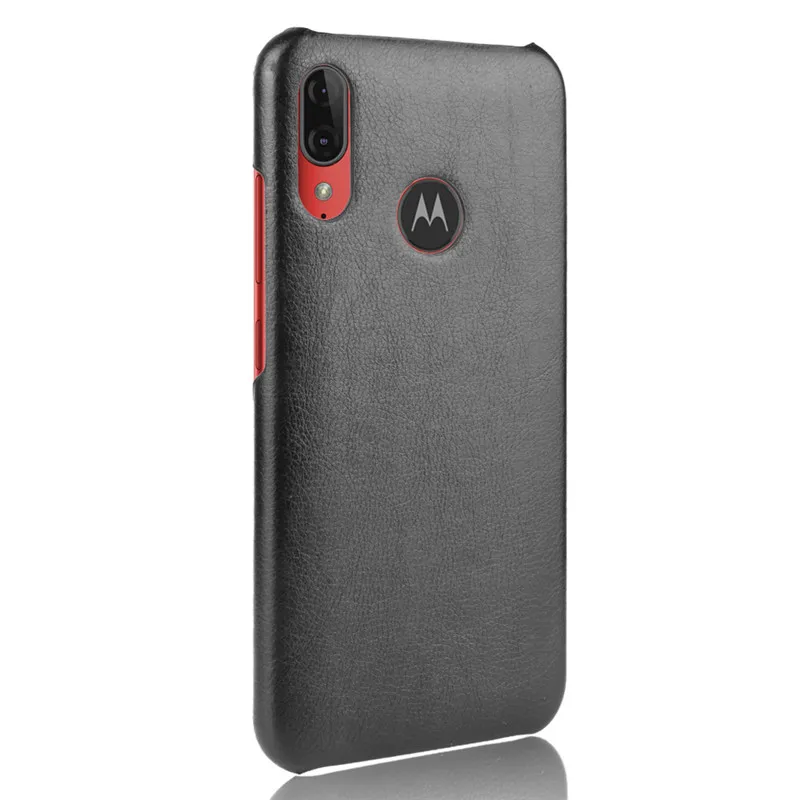 Для Motorola E6 Plus чехол твердый роскошный Litchi Striae из искусственной кожи задняя крышка