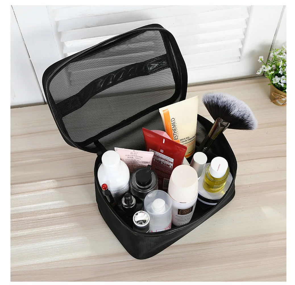 

1PCS Women Men Necessary Portable Cosmetic Bag Transparent Travel Organizer Fashion Large Black Toiletry Bags Makeup Pouch