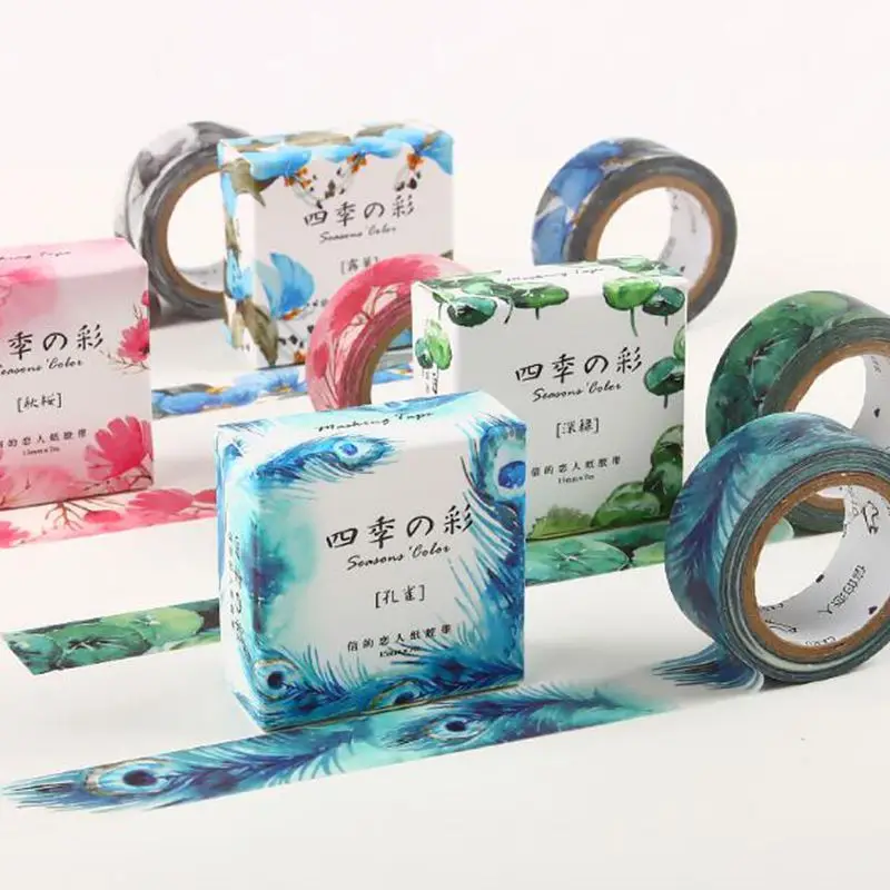 Клейкая лента для цветов и растений Васи 4 сезона цветная канцелярская