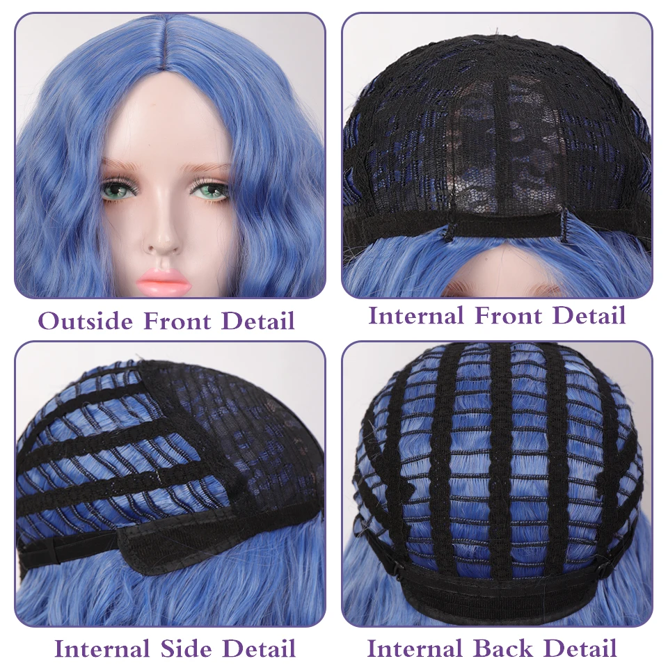 

AILIADE Synthetic Short Wavy Wig Orange Black Blue Brown Lolita Cosplay Wigs For Women Heat Resistant Middle Part False Hair