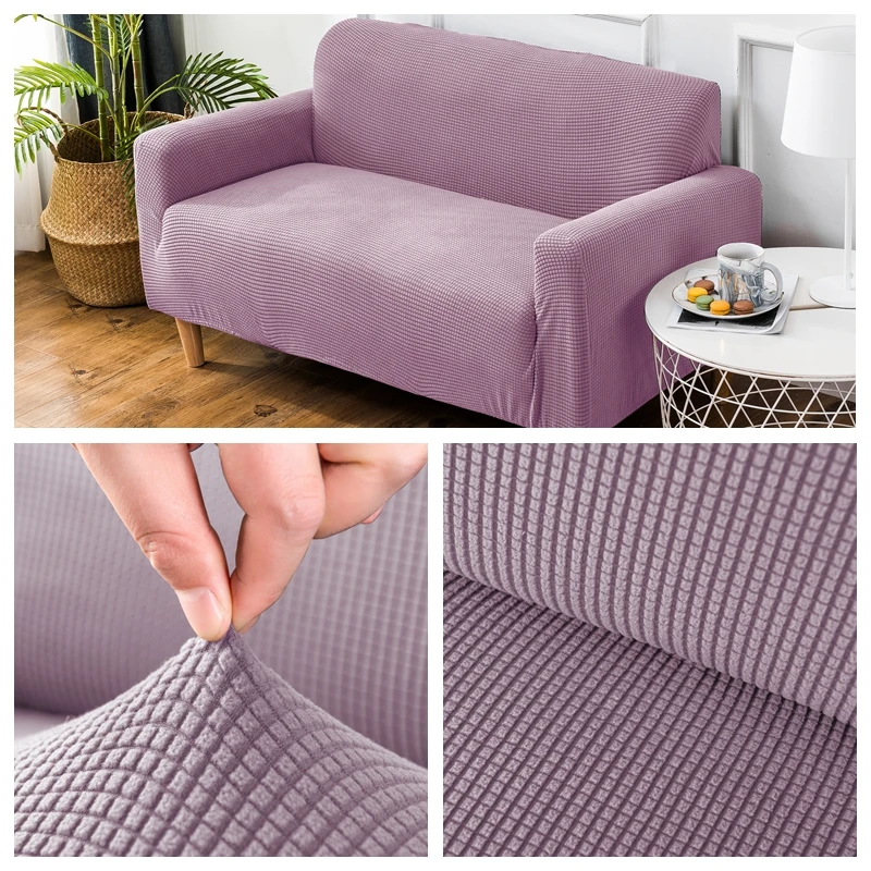 Light Purple Эластичный чехол для дивана домашний декор Fundas Sofa Slipover высокое качество Бархатные чехлы для диванов для гостиной твердый секционный чехол для дивана - Цвет: Light Purple