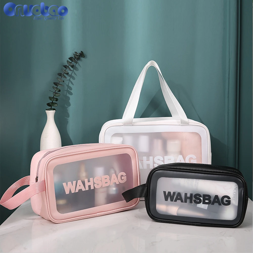 

Onuobao Transparent Tote Wash Bag PU Cosmetic Bag Large-capacity Waterproof Toiletry Storage Bag Portable Travel WAHSBAG